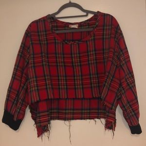 Plaid loose crop top